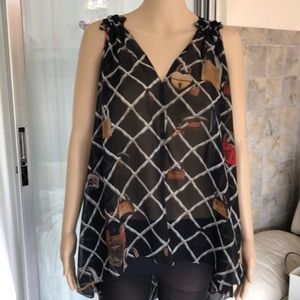 Rachel Roy Contemporary Semi sheer top New wo Tag